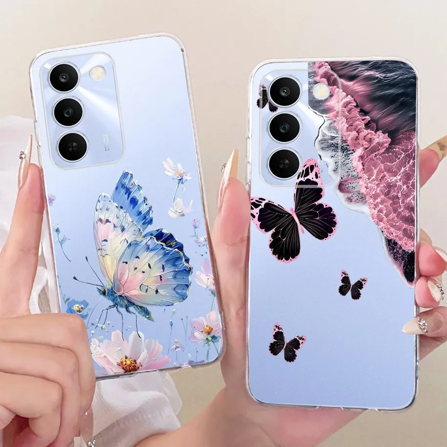 Floral Bow Bumper Soft Silicone Clear Phone Case Cover