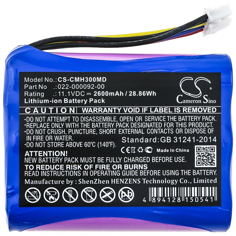 

Medical Battery For COMEN 022-000092-00 COMEN H3 Li-ion 11.10V 2600mAh / 28.86Wh Blue 69.00 * 55.00 *19.32mm