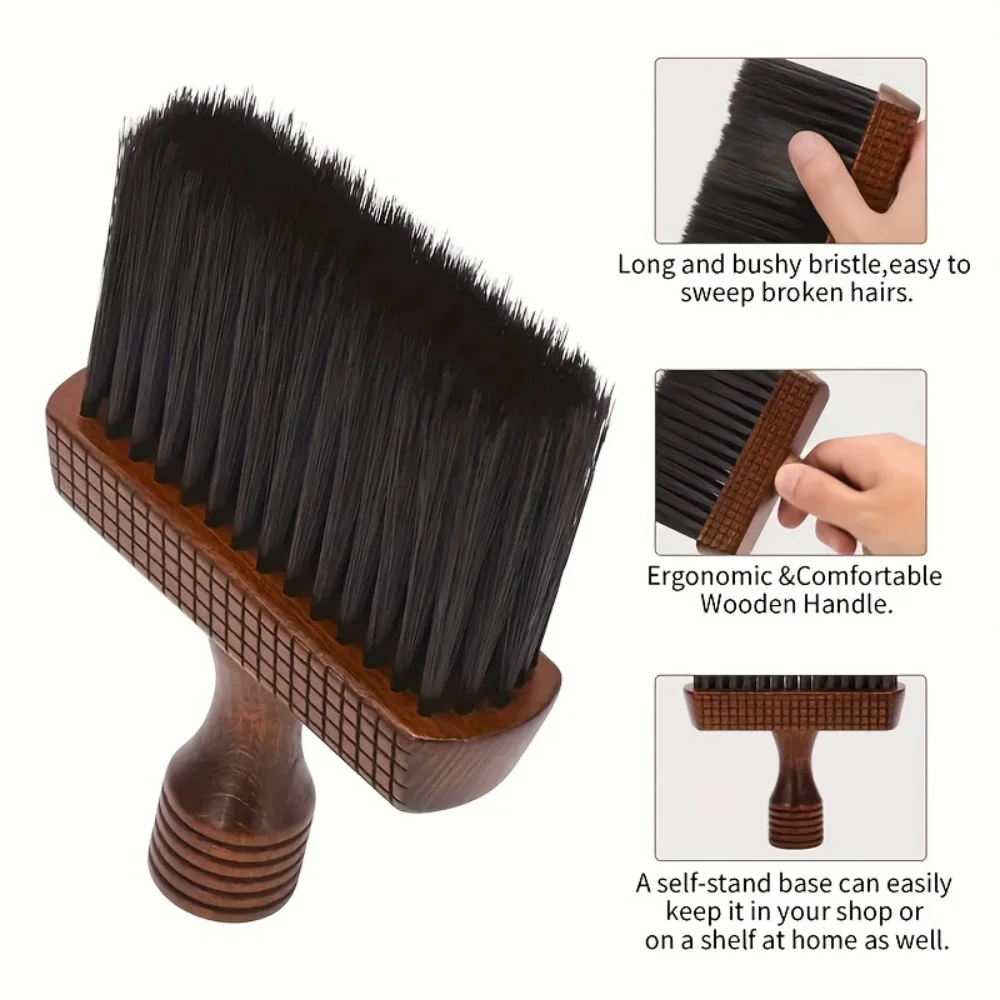 Spazzola per la Pulizia dei Capelli, Strumento Specializzato in Legno per Parrucchieri, con Manico in Legno Naturale per Pulizia e Bellezza - immagine 6