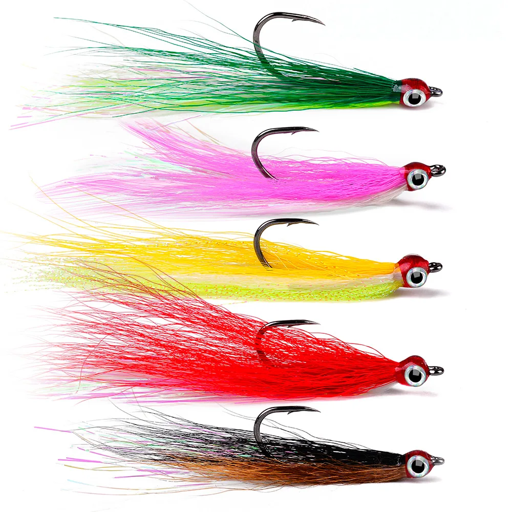 5Pcs Shad Darts Fishing Lures Dart Head Jig Underspin Bucktail Hair Jigs Head for American Shad
