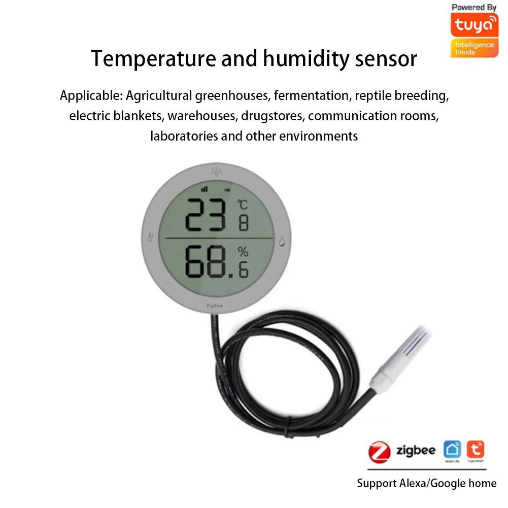 Tuya Zigbee Temperature Humidity Sensor High Precision Sensor Seedling Fermentation Remote Monitoring With Wire Probe