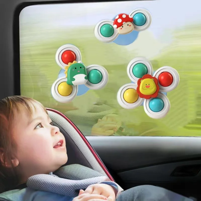 3Pcs Suction Cup Spinning Tops，Novelty Gyro Toys，Suitable For Preschool Boys & Girls , Sensory Bath Play Set,Birthday, Christmas 2