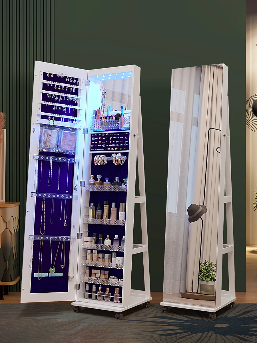 

Cloakroom, floor-to-ceiling mirror, modern minimalist fitting mirror, jewelry storage, locker, dressing mirror