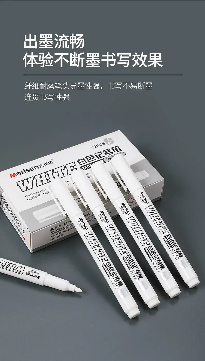1/2/3/4/5 Stück weiße Markierungsstifte 2,0 mm ölig wasserdicht weiß DIY Graffiti Skizzieren Marker Briefpapier Schreiben Schulbedarf – Detail 3