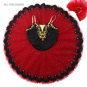 B23059 Индивидуальный Черный лиф с красной пачкой, Профессиональный Балетный костюм для девочек и женщин, платье для выступлений балерины