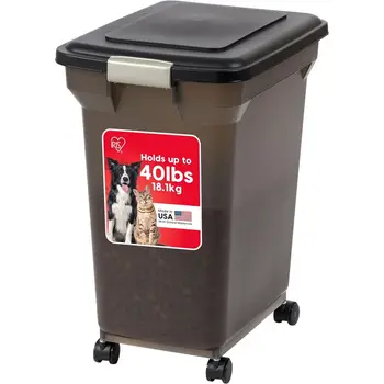 Dogs & Cats Airtight Pet Food Storage Container with Wheels – 40 lb Capacity 1