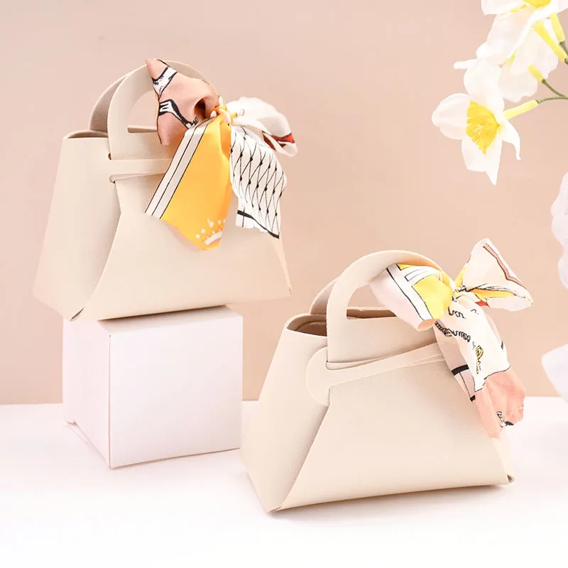 5pc Leather Gift Box Creative Handbag Shape With Handle Ribbon Bow Candy Bag  Packaging Wedding Baby Shower Party Favors Wrapping - AliExpress