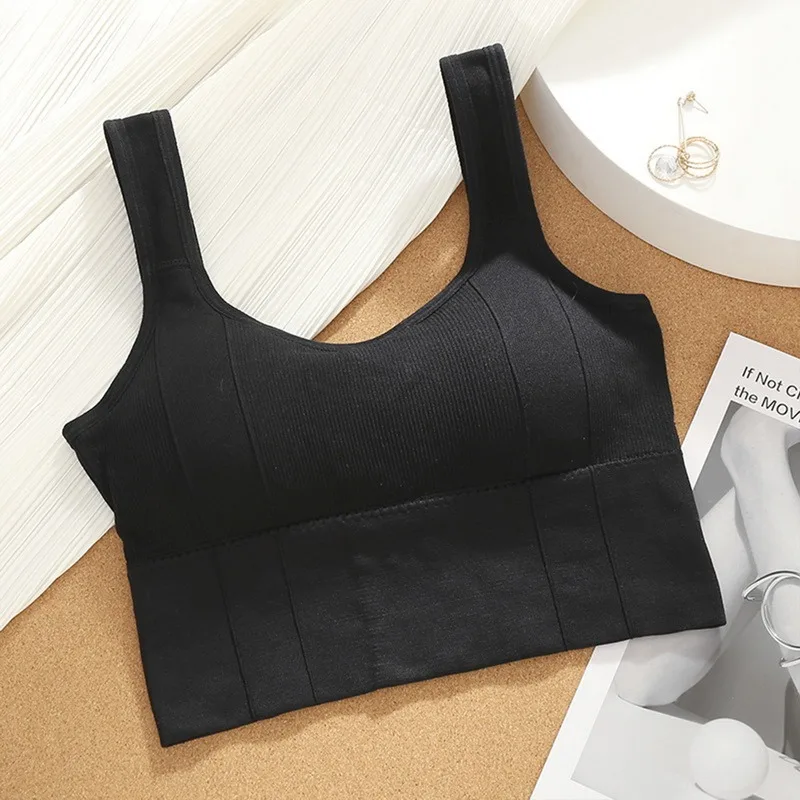 cheap bras Women Beauty Back Black Tube Tank Tops Anti-glare Without Steel Ring Ladies Fashion Plus Size Sports Underwear Bras womens cami Tanks & Camis