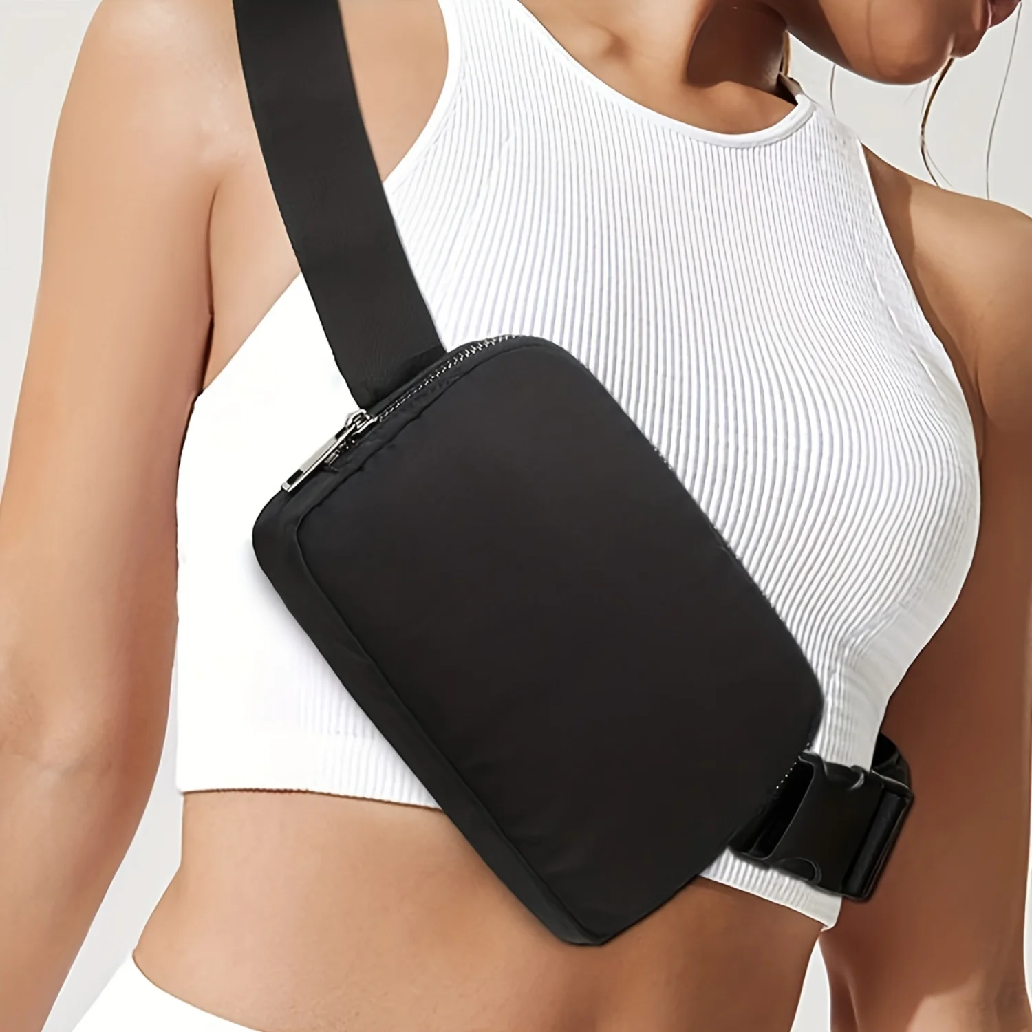 1pc Solid Color Waist Bag With Adjustable Strap, Waterproof Outdoor Sport Crossbody Bag Chest Waist Bag, Simple Durable Cros