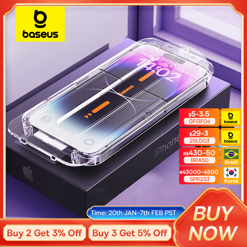 Baseus Tempered Glass for iPhone 16 15 14 13 12 11 Pro Max Screen Protector HD With Cleaning Kit Anti Peeping Dust-proof Glass