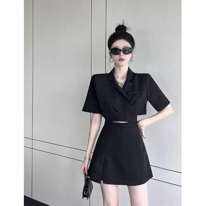 

UNXX Skirt Set 2024 Summer New Fashion Suit Jacket High Waist Half Pants Skirt Women’s Clothing Internet Celebrity Two-piece Set