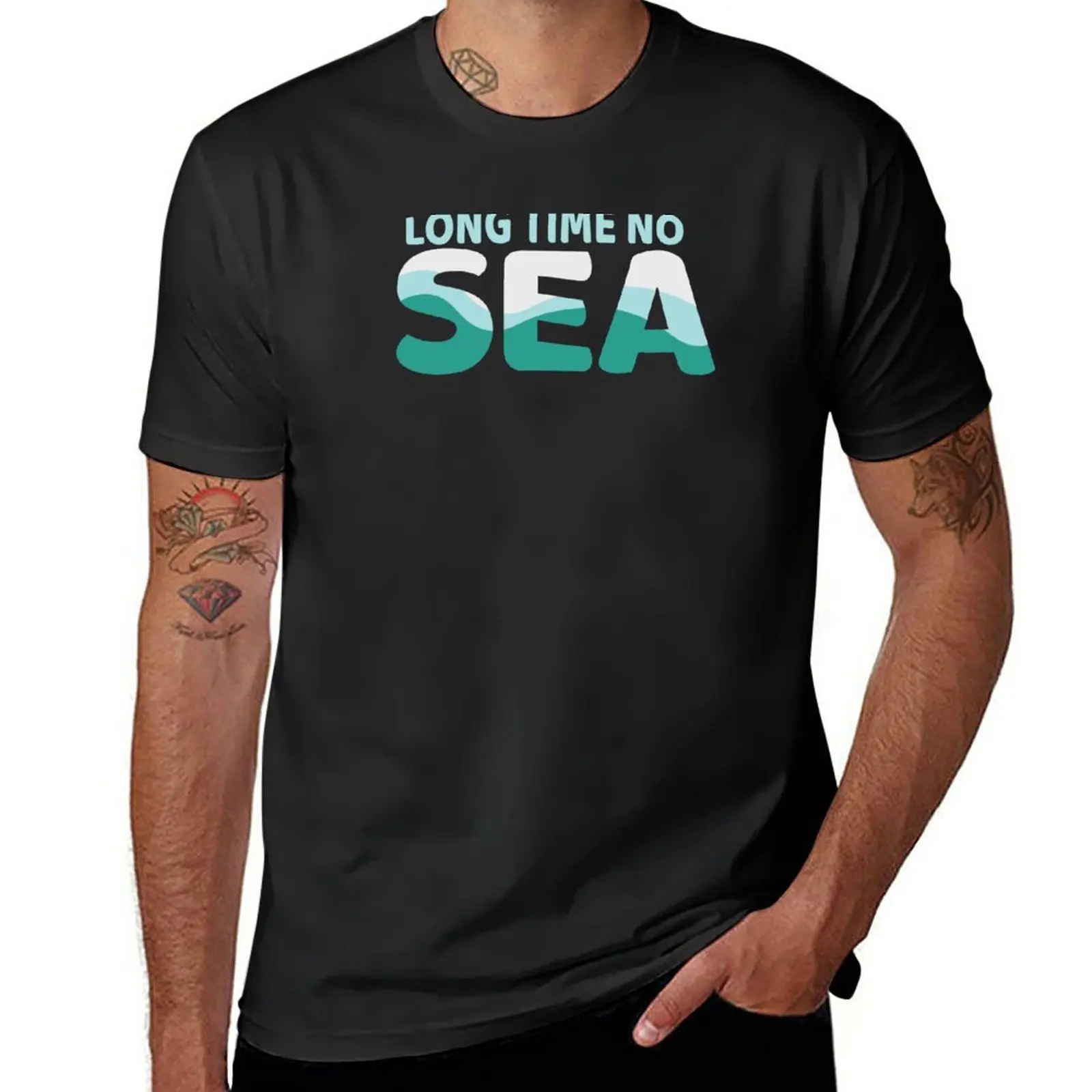

Long time no sea T-Shirt oversizeds summer clothes customs mens graphic t-shirts funny