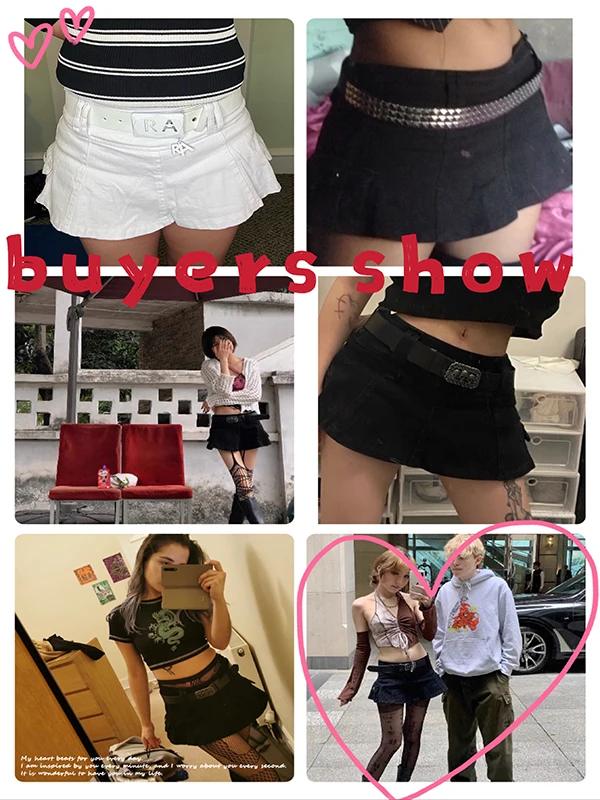 red skirt Ins Harajuku Low Waist Mini Pant Skirt with Belt Women Sexy Black Sashes Denim Skirts Female Punk Grunge Clubwear Mujer 2021 black midi skirt