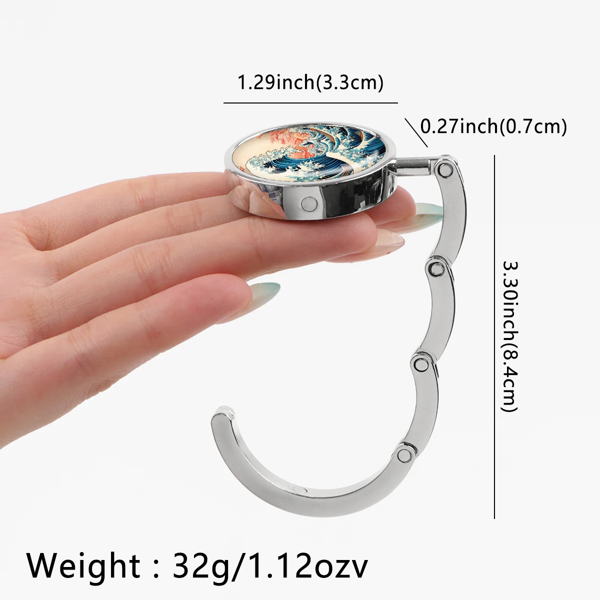Handbag Hooks Oil Painting Style Folding Metal Table Bag Holders Portable Purse Hanger Accessories Non-Slip
