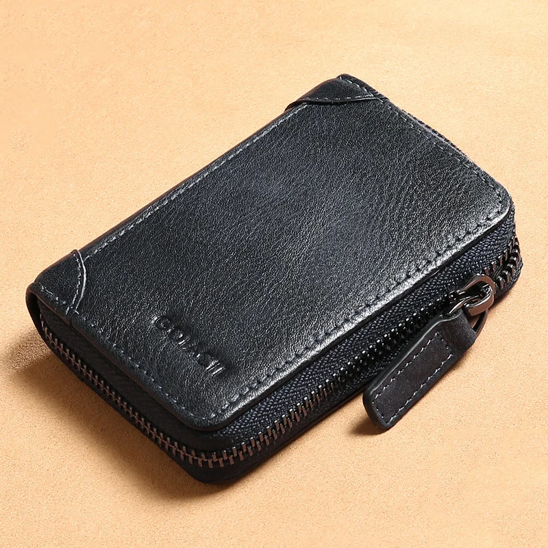 Rfid Genuine Leather Card Wallet Vintage Tan Leather Change Wallet Purse for Female Wallets with Card Holders Woman Purse