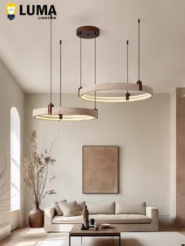 Wabi‑Sabi Travertine Ring Stone Chandelier 1