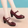 Cresfimix women sexy party night club round toe black patent leather high heel shoes lady elegant wine red heel pumps  ab375