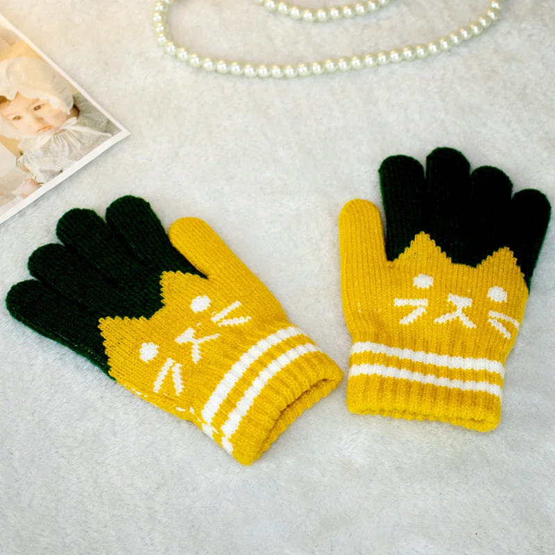 Children Gloves Thickened warm knitted gloves for children aged 5-12 winter outdoor cycling and writing gloves for students