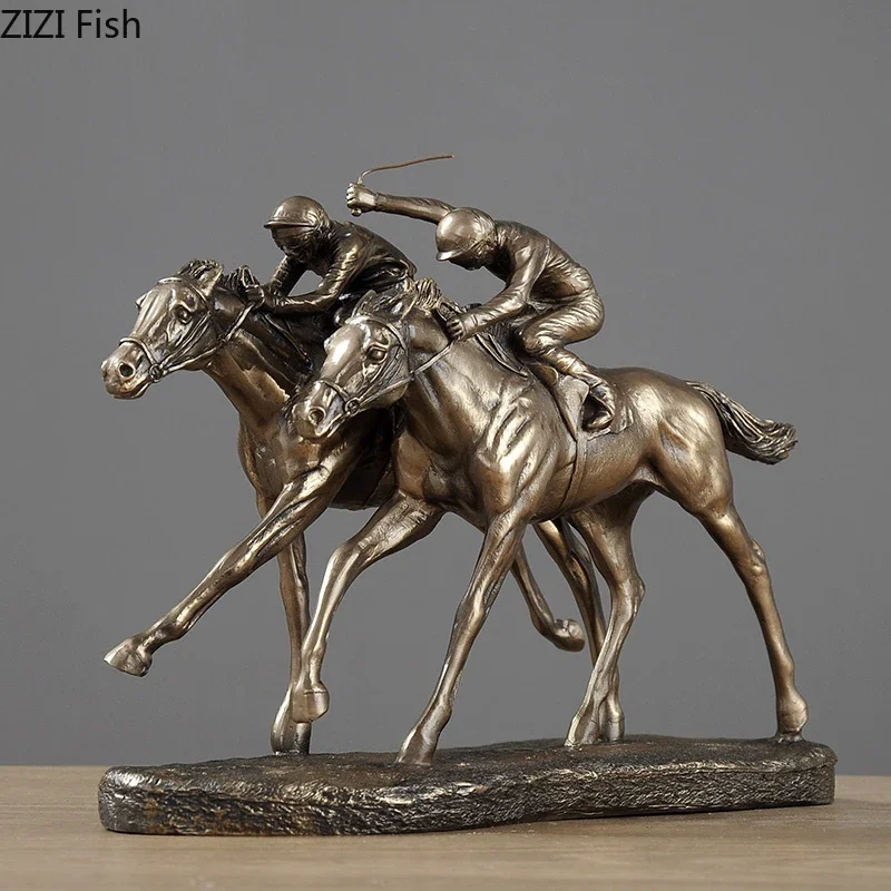 メタルフィギュア彫刻シミュレーション動物金属工芸品レース馬術