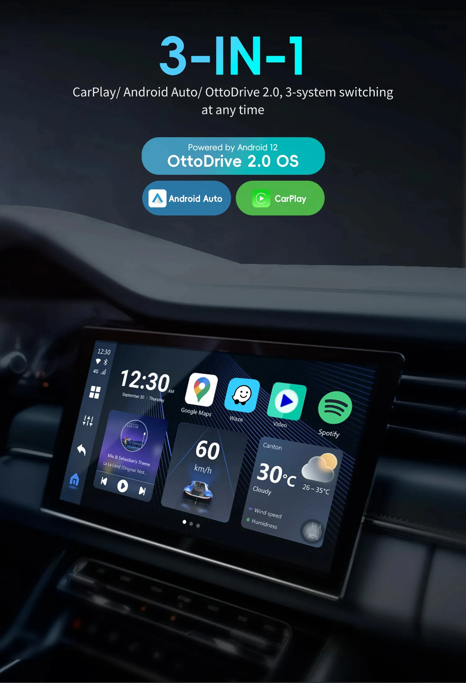 OTTOCAST PICASOU 3 CarPlay AI Box Wireless Android Auto TV Box mini HDMI  for Toyota Kia Hyundai VW Car Accessories