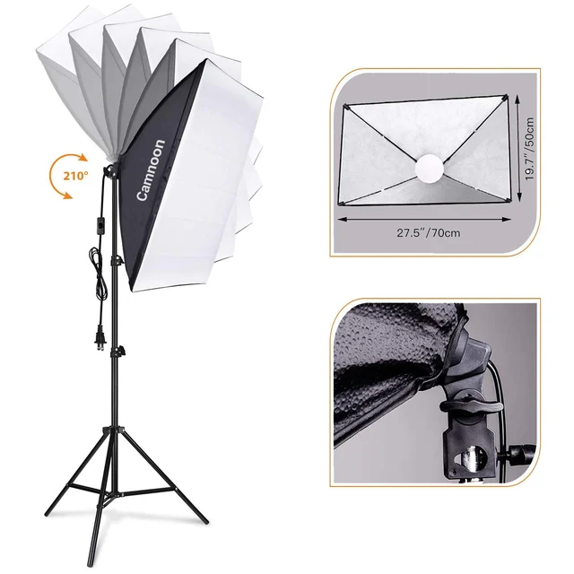 Camnoon Studio Photography Light kit Softbox Lighting Set with 85W 3000K-6000K Bi-color Temperature LED Light * 1 + 50x70cm Soft