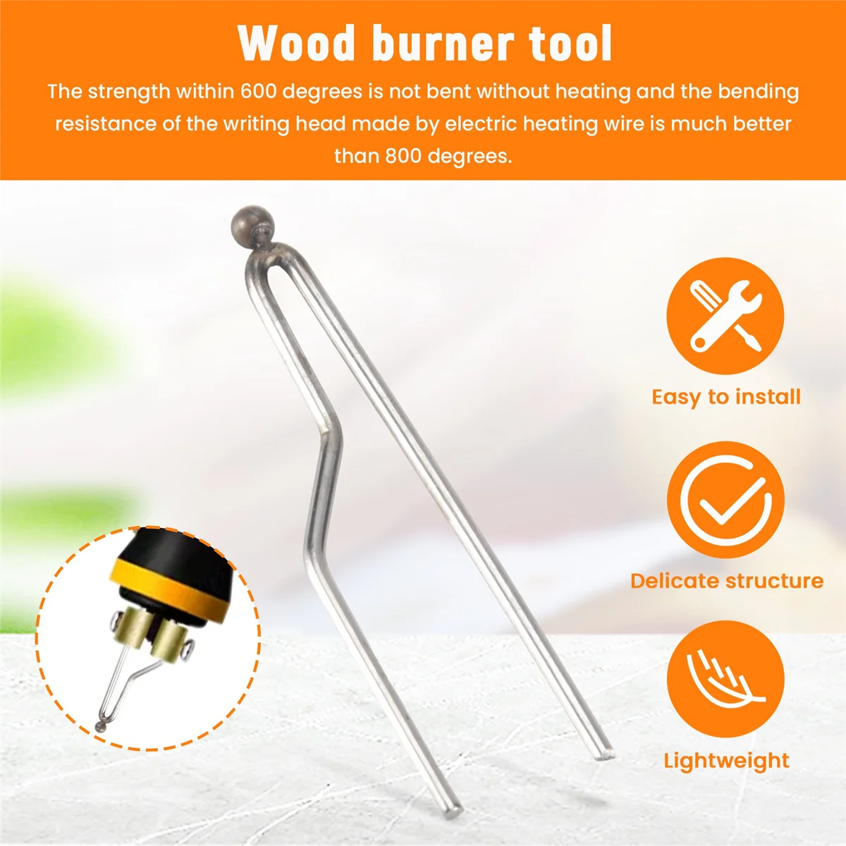 High Impedance Tips Wood Burning Wire Ball Tips for 50W or 100W Professional Wood Burning Kit 5 Pcs