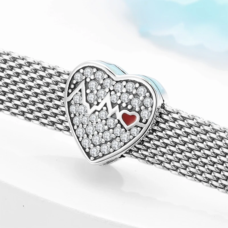 2024 heißer Verkauf Sterling Silber Herzform Clip Charms Perlen passen Original Reflex ionen Armband Charms feine Schmuck herstellung