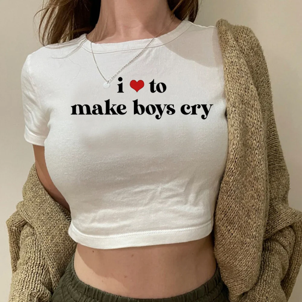 I Love To Make Ragazzi Cry Vintage 90S Crop Top Estetica Femminile 90S Vintage Gothic Vestiti