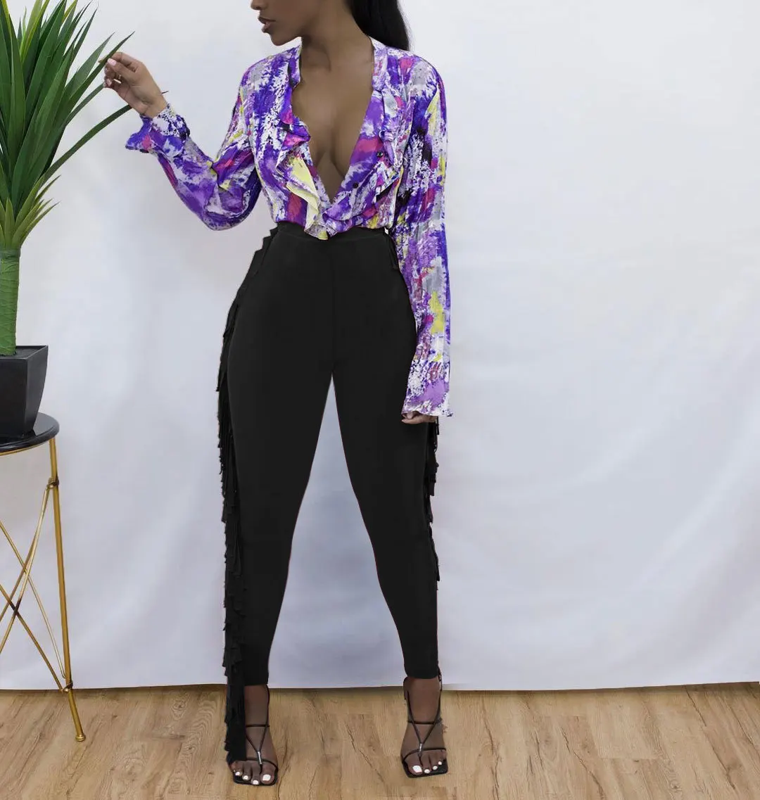 Women'S Trousers  Fashion High Waist Yoga Pants Skinny Leggings Fringe Tassel Pants Lady Street Wear Sports Joggers Casual Pants