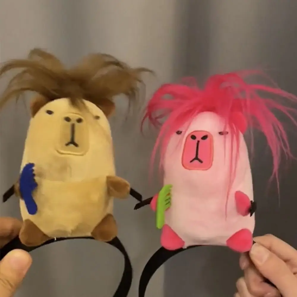 Nuovo Kawaii Capybara fascia Cartoon peluche cerchio per capelli trucco lavaggio viso scattare foto copricapo festa di natale  200000297