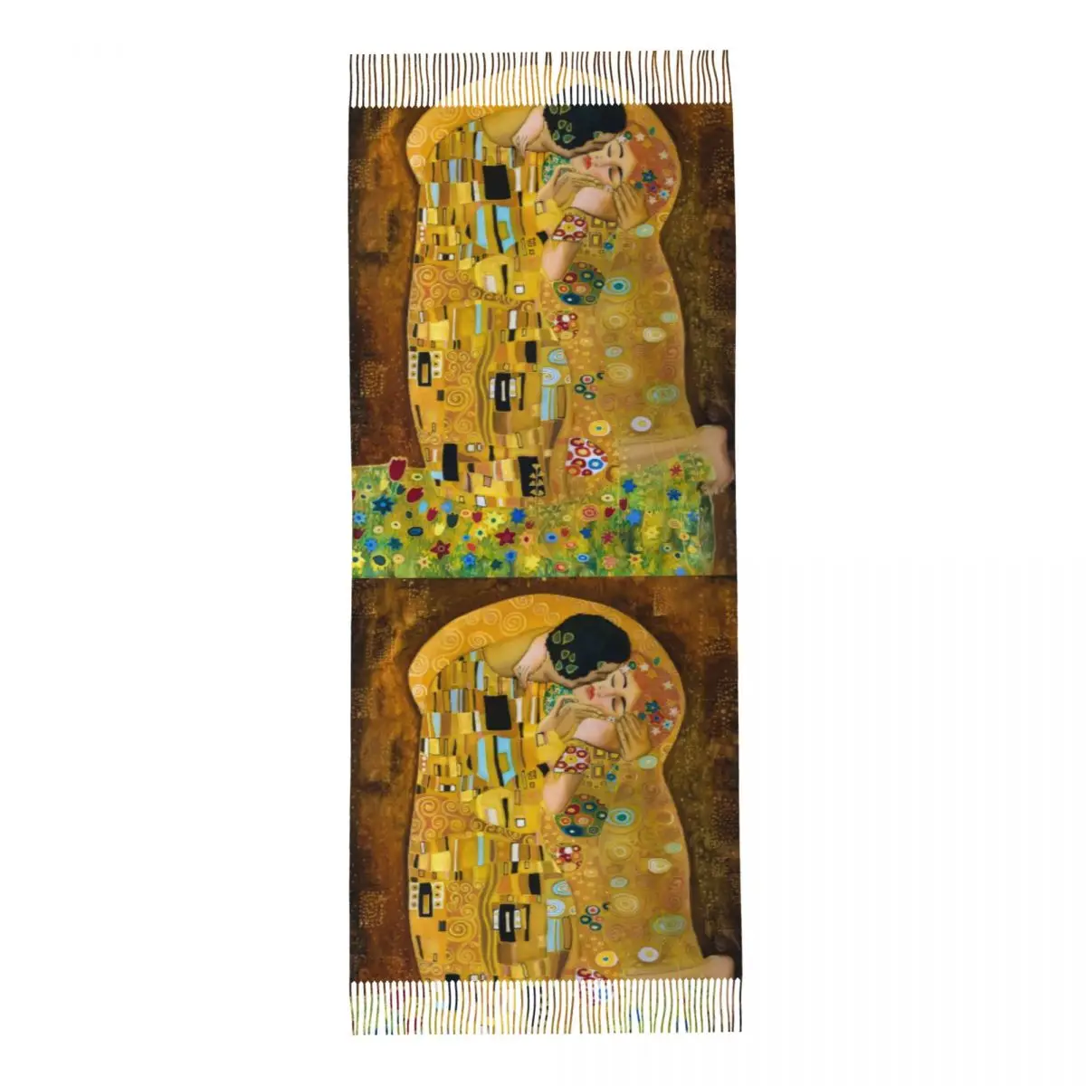 Womens Scarf with Tassel Gustav Klimt The Kiss Large Soft Warm Shawl and Wrap Abstract Freyas Art Daily Wear Pashmina Scarves 3