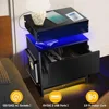 Nightstand Set 2,Nightstand with Charging Station,Induction Light and LED Light,Bedside Table with Drawers,Modern End Side Table 3