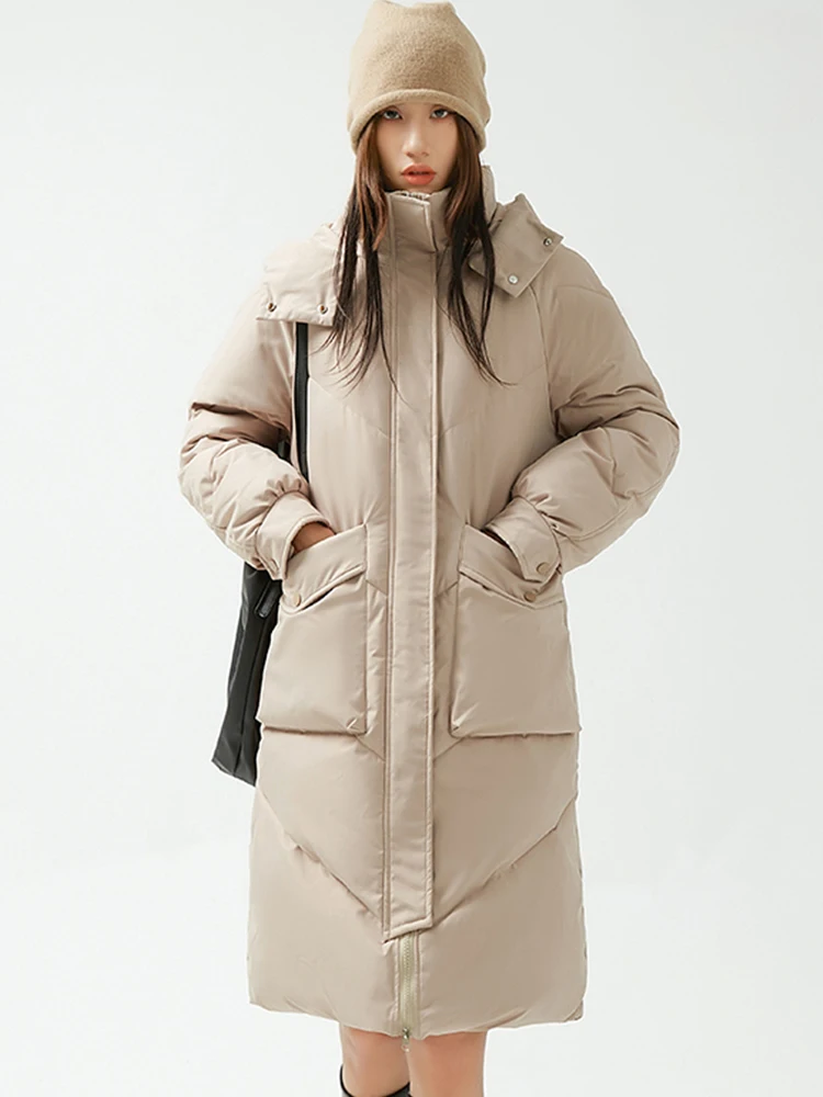 Unique Yellow Hooded Plaid Pockets Cotton Parkas Winter