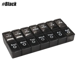 Compact 14-Slot Weekly Travel Pill Organizer (Black)