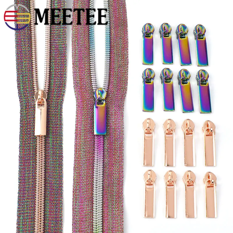 

5Meters 5# Rainbow Nylon Zipper Tape Decorative Zip Puller Slider Bulk Zips Bag Backpack Garment Repair Kit Sewing Accessories