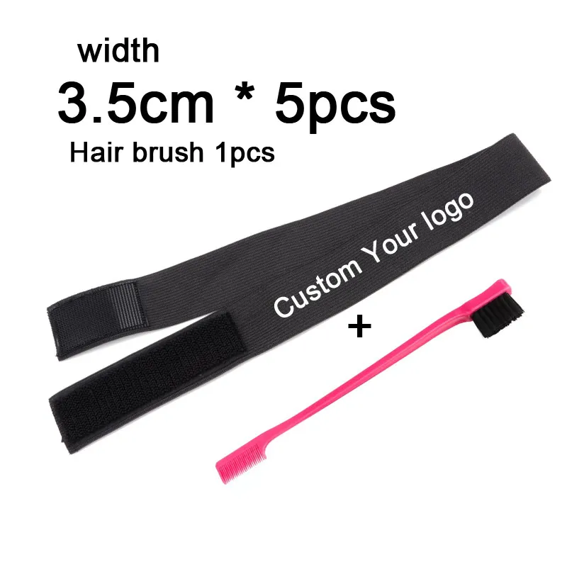 Customized Your Own Logo Or Name Adjustable Edge Elastic Band For Wigs  Frontal Wrap Headband Black 2.5 3 3.5Cm Hair Accossories