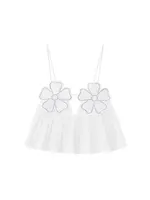 20025 Women Fashion  Rhinestone Floral Poplin Tank Tops Sexy Backless Tied Thin Straps Female Female Camis Top Mujer - Image 2