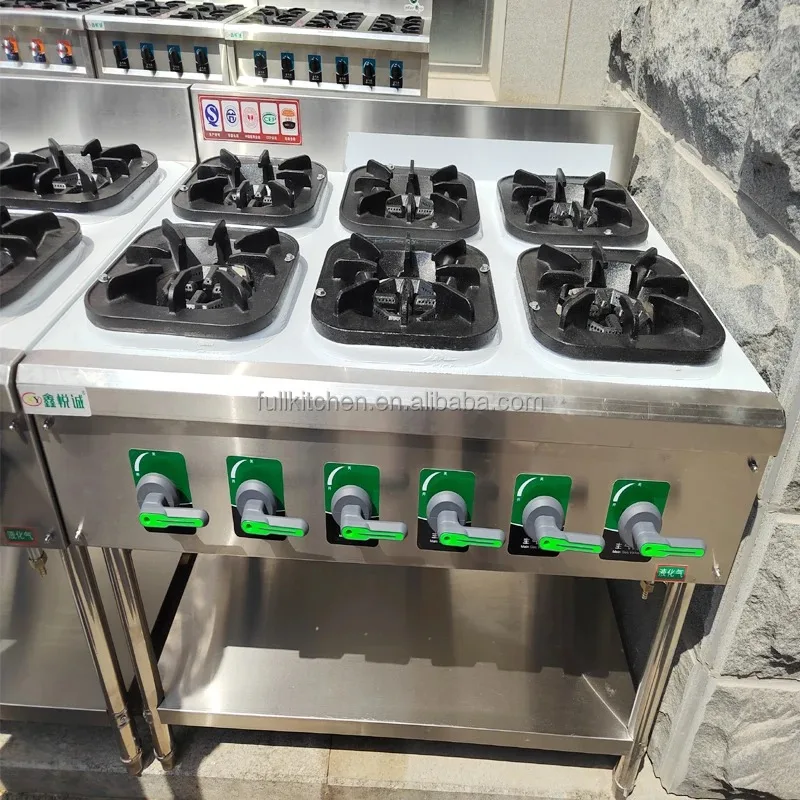 Commercial Stainless Steel with Stand Gas Stove Cooking Equipment 4/6 Burners Gas Stove 6