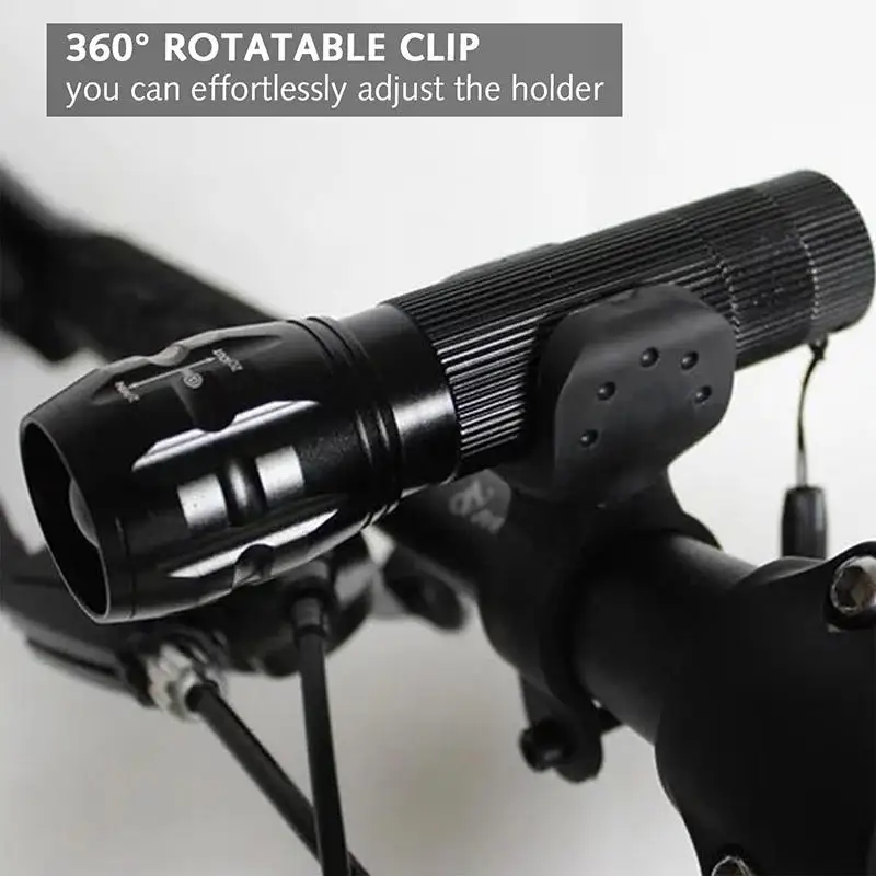 2/4pcs U-shaped 2nd Generation 360 Degree Rotating Bike Clip Bicycle Stand ABS Plastic Light Clip Flashlight Light Holder