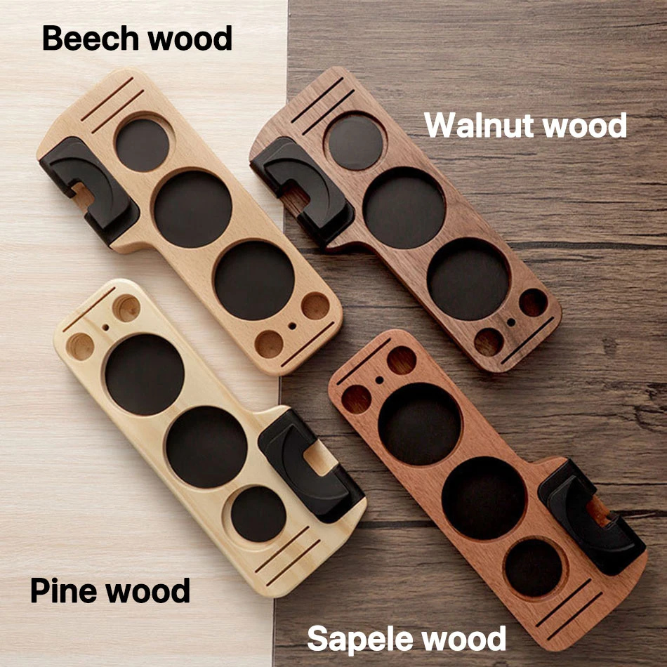 Walnut Wood Espresso Tamper Station and Portafilter Holder