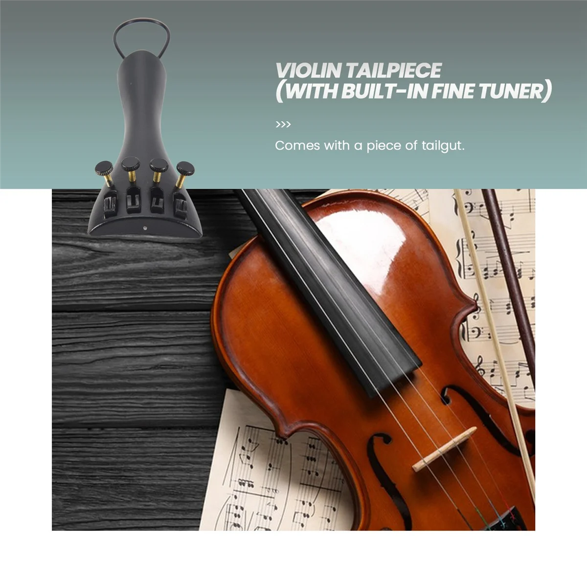 Newest 3/4 4/4 Violin Fiddle Tailpiece Hill Style with 1pcs Tailgut Tailcord 4 Fine Tuners Aluminum Alloy Durable Strong