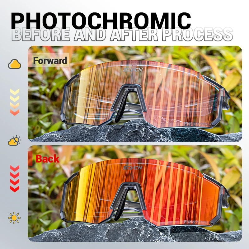 SCVCN Photochromic Hiking Eyewear Cycling Glasses Sunglasses for Men Cycling Road Mountain Bike Glasses Women Casual Windproof