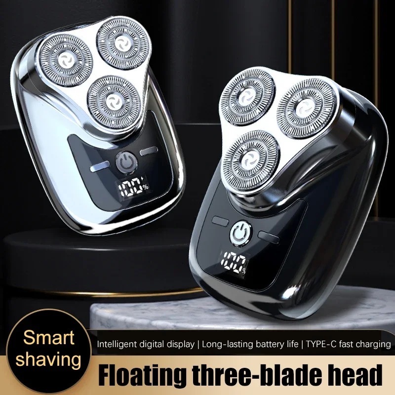 Three-Blade-Head-Electric-Shaver-With-Digital-Display-USB-Charging-Male ...