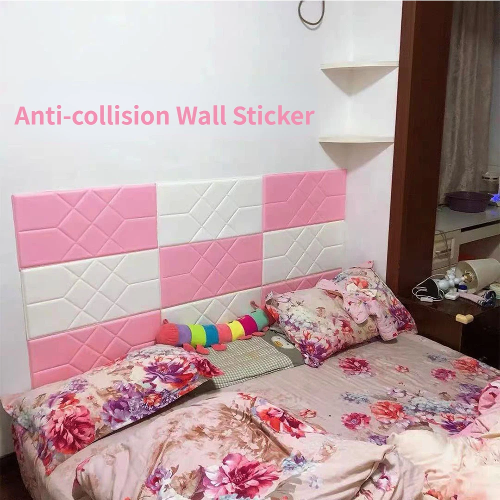 

60cm X 30cm Self-adhesive Bedside Thickening Bump-proof 3D Wall Skirt XPE Foam Soft Package Wall Sticker Children's Room