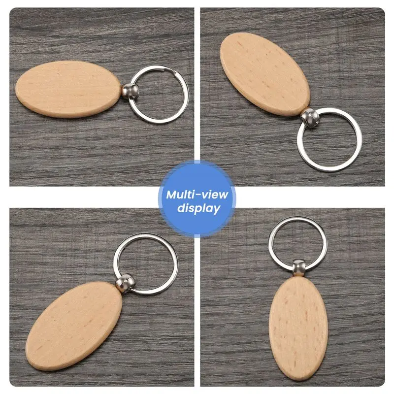 강력 추천-20개 빈 나무 열쇠고리 DIY 나무 열쇠고리 키 태그 선물 노란색