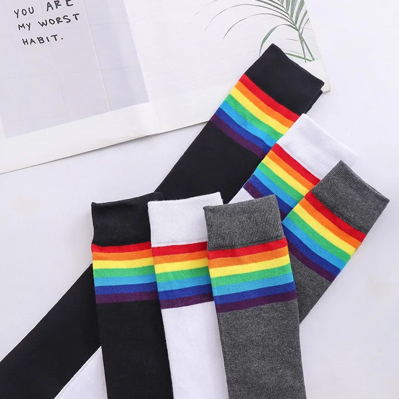 XLKJ Set Chaussettes Et Gants Sans Doigts Arc-en-ciel Pour Femmes/filles - Compression Modérée, Fêtes, Carnaval