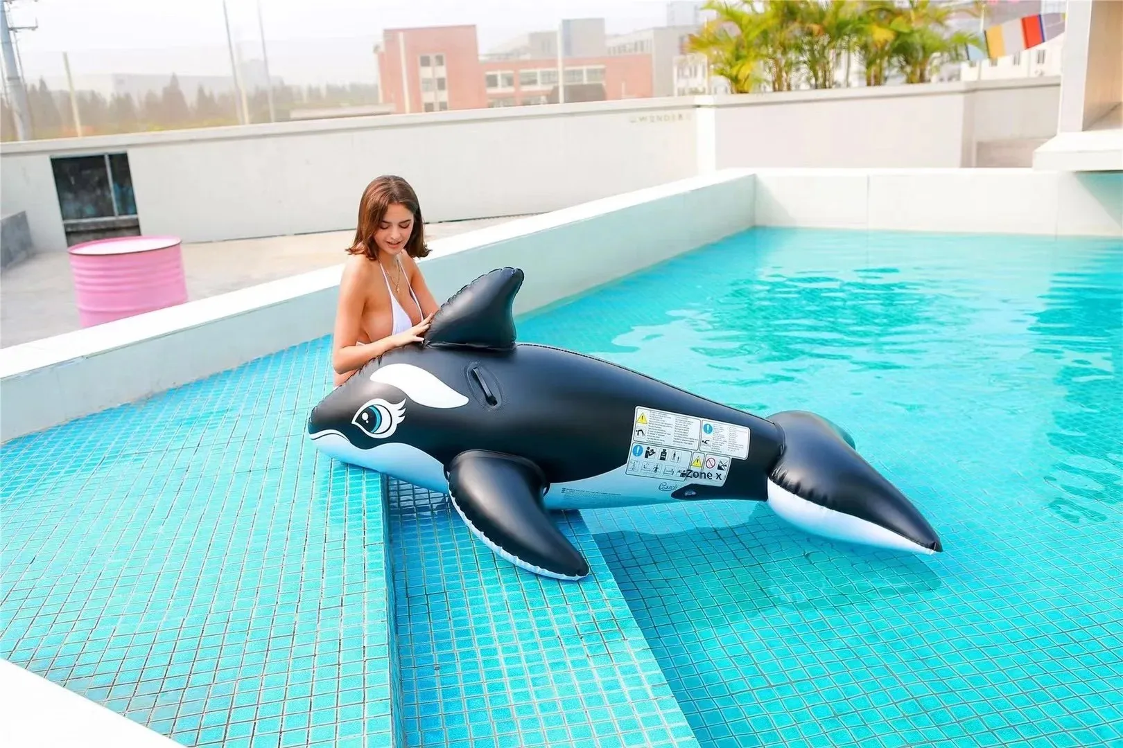 Black Shark Inflatable Surface Floatation Device Adult Swimming Circle Buoyancy Board Water Sports And Entertainment