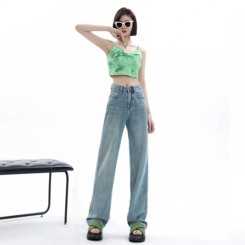 

High-waisted Jeans Women Fashion Trends Summer Thin Section Retro Loose Straight Wide Leg Pants Streetwear Y2k Baggy Denim Jeans