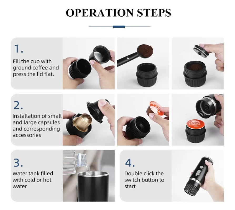 Multi-purpose Portable Capsule Coffee Machine Italian High-pressure Wireless Electric Accompanying Coffee Pot Outdoor Heated