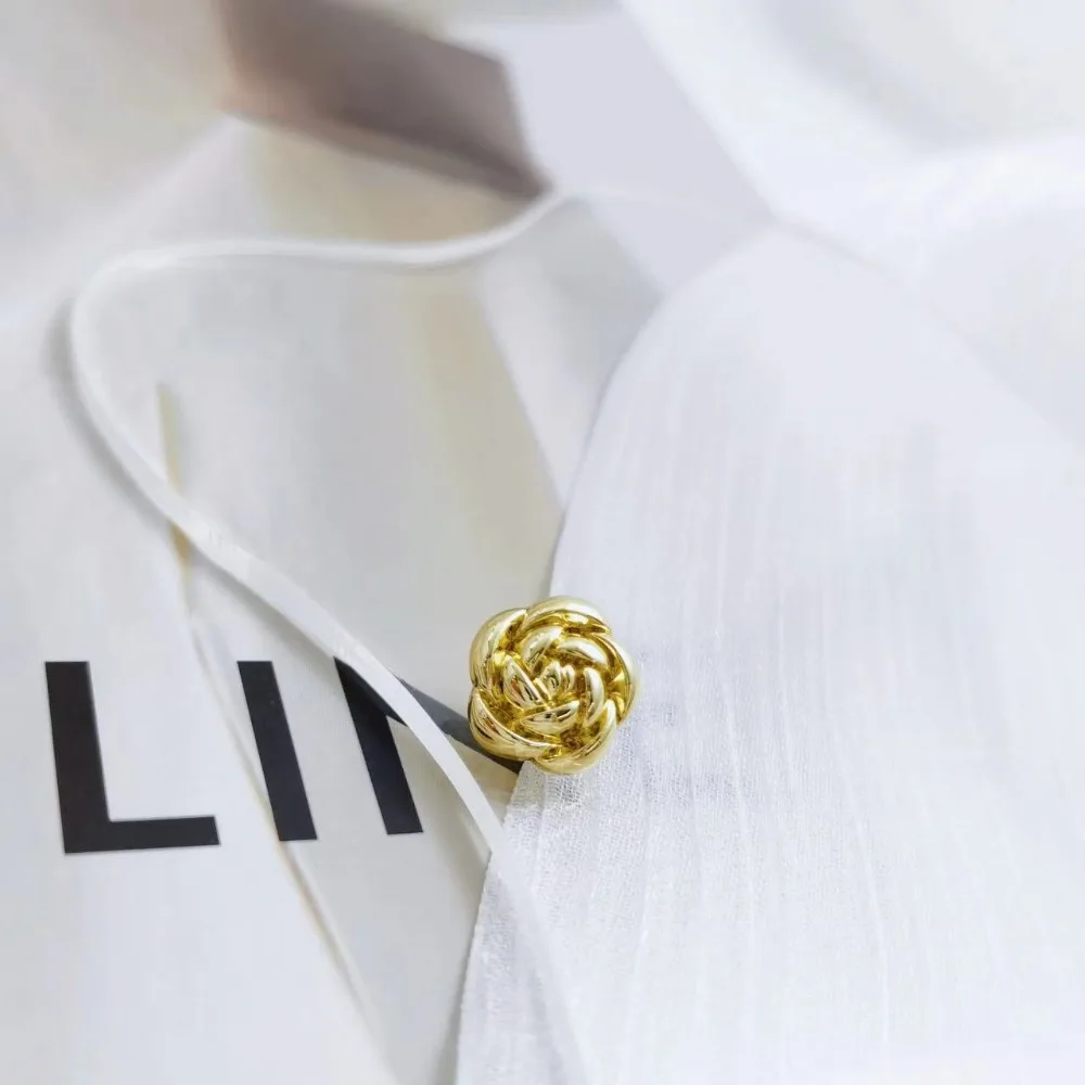 10pcs 작은 금속 꽃 단추 10mm/12.5mm 골드 컬러 로즈 샹크 버튼 여성 의류 액세서리
